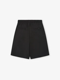 Black Striped Wool Baggy Shorts