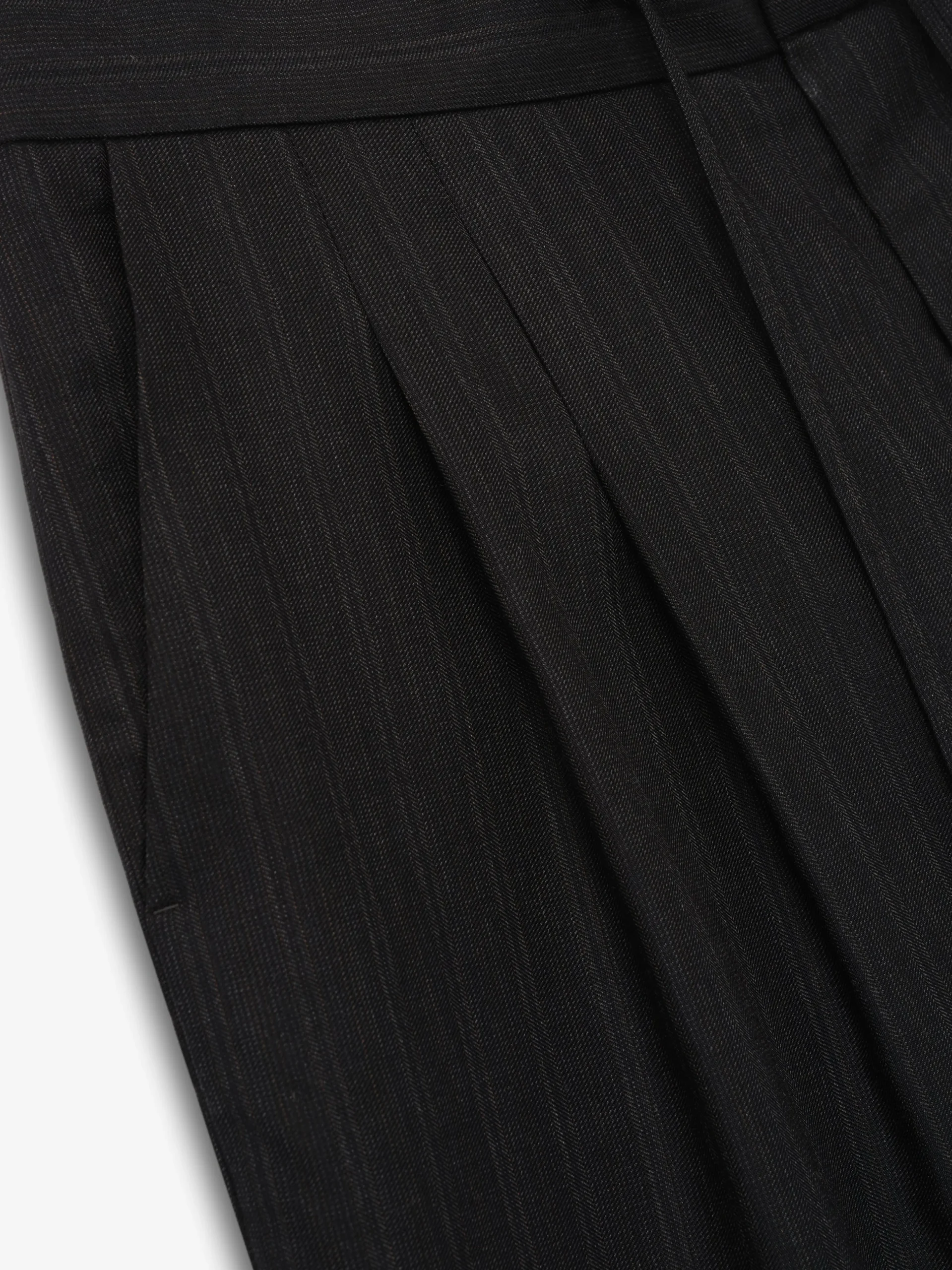 Black Striped Wool Baggy Shorts