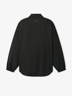 Black Striped Wool Elastic Cuff Shirt