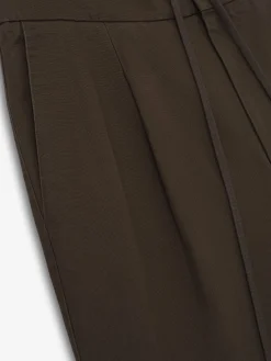 Cotton Canvas Pleat Front Pant