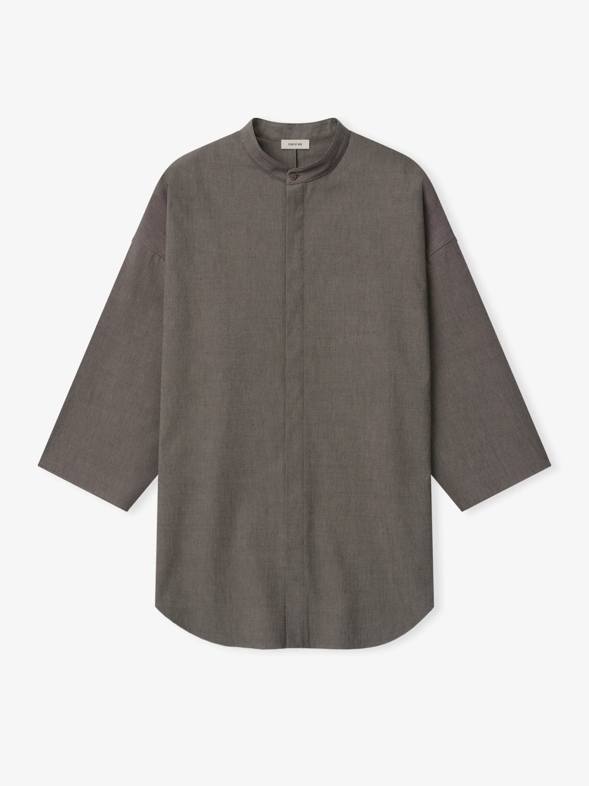 Cotton Wool Oxford Mandarin Relaxed Short Sleeve Shirt