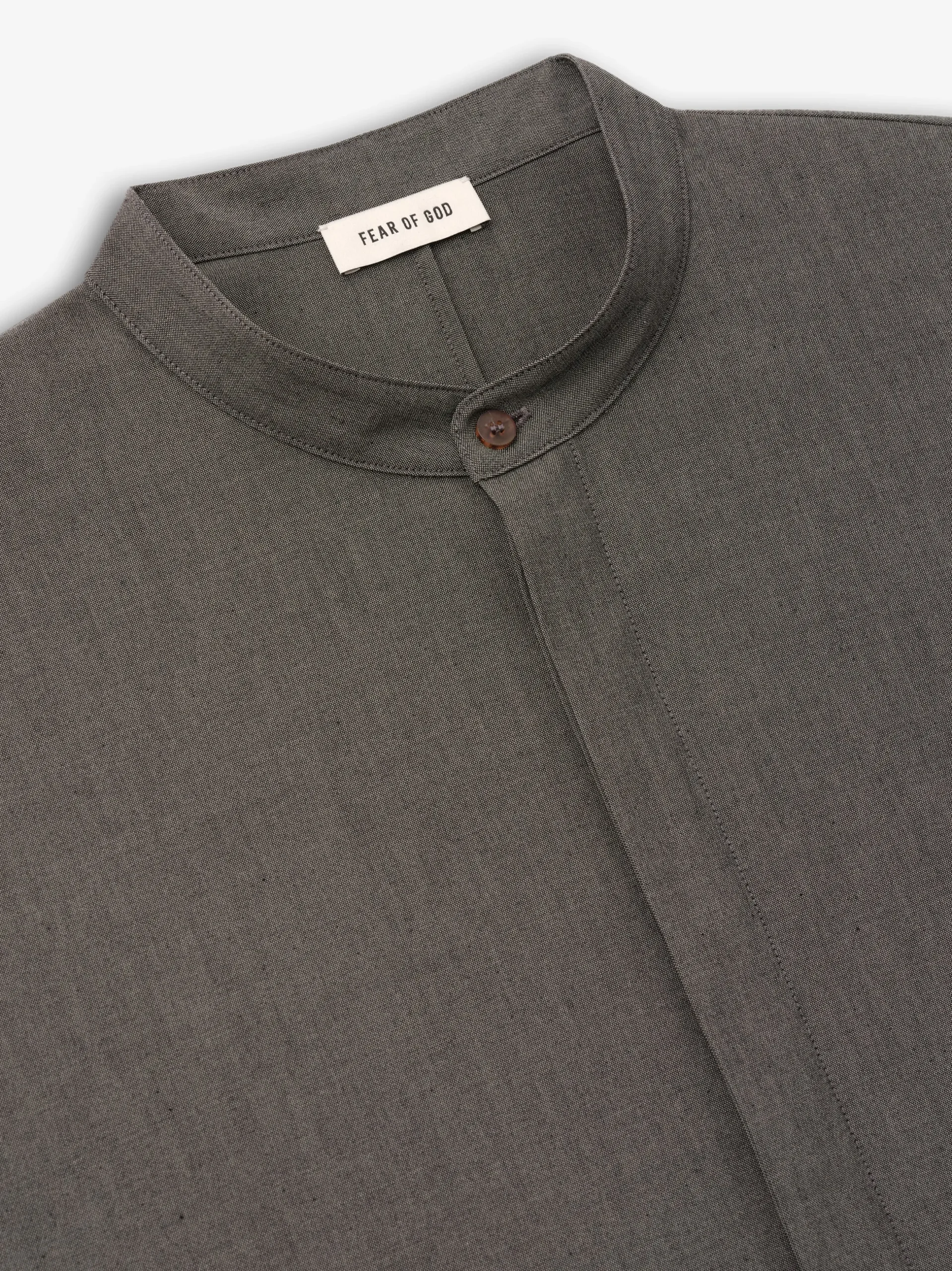 Cotton Wool Oxford Mandarin Relaxed Short Sleeve Shirt