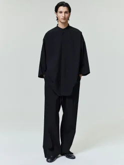 Cotton Wool Oxford Wide Leg Drawstring Pants