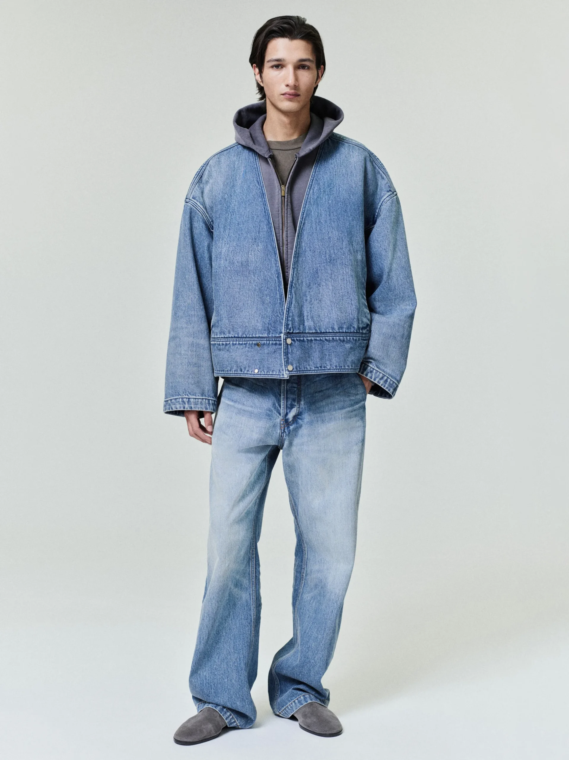 Denim Lapelless Jacket