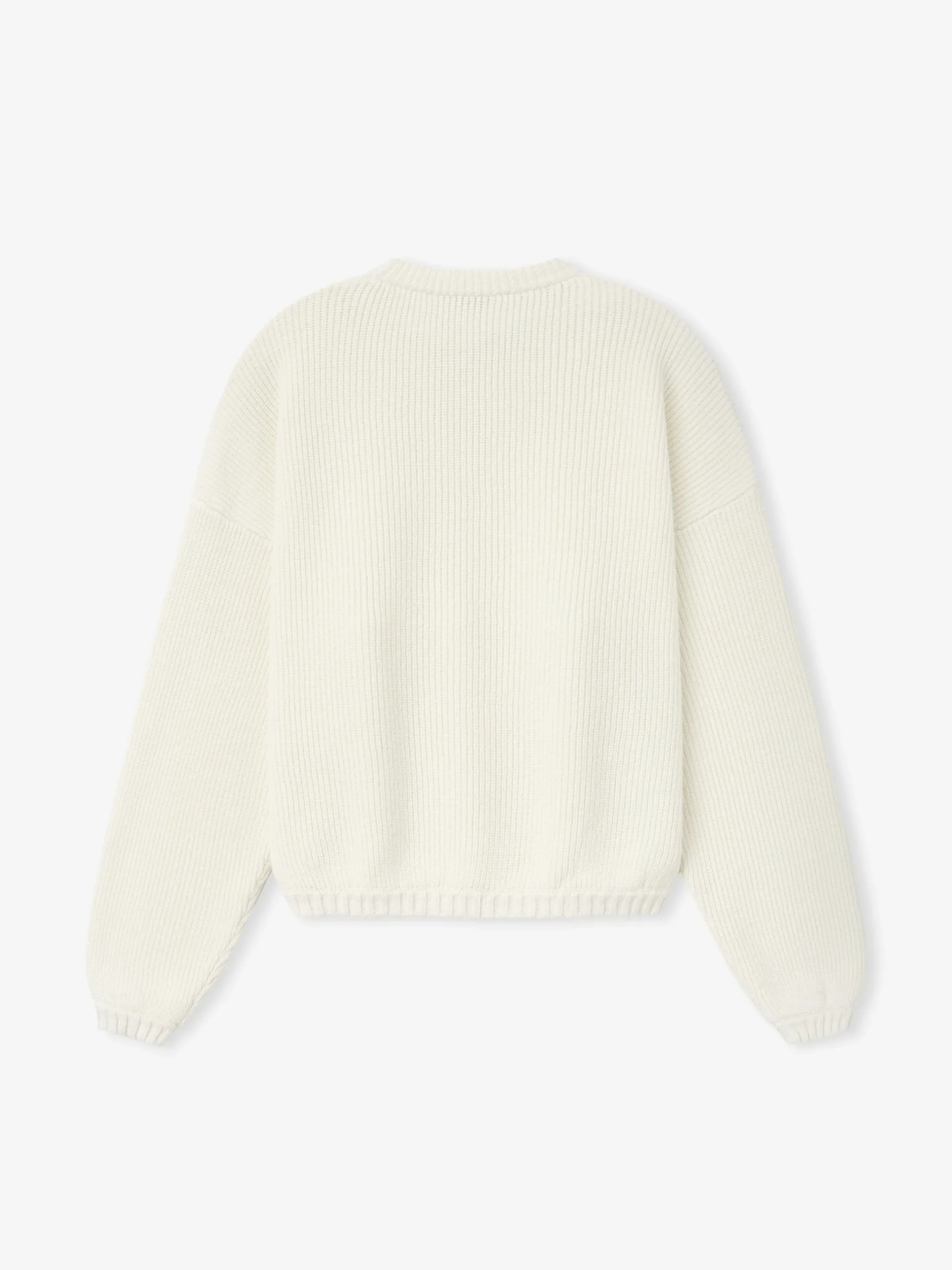 Double Knit Linen Wool Cotton Crewneck Sweater