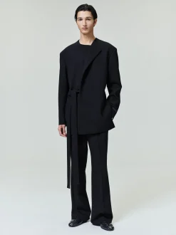 Double Weave Wool Crewneck Jacket