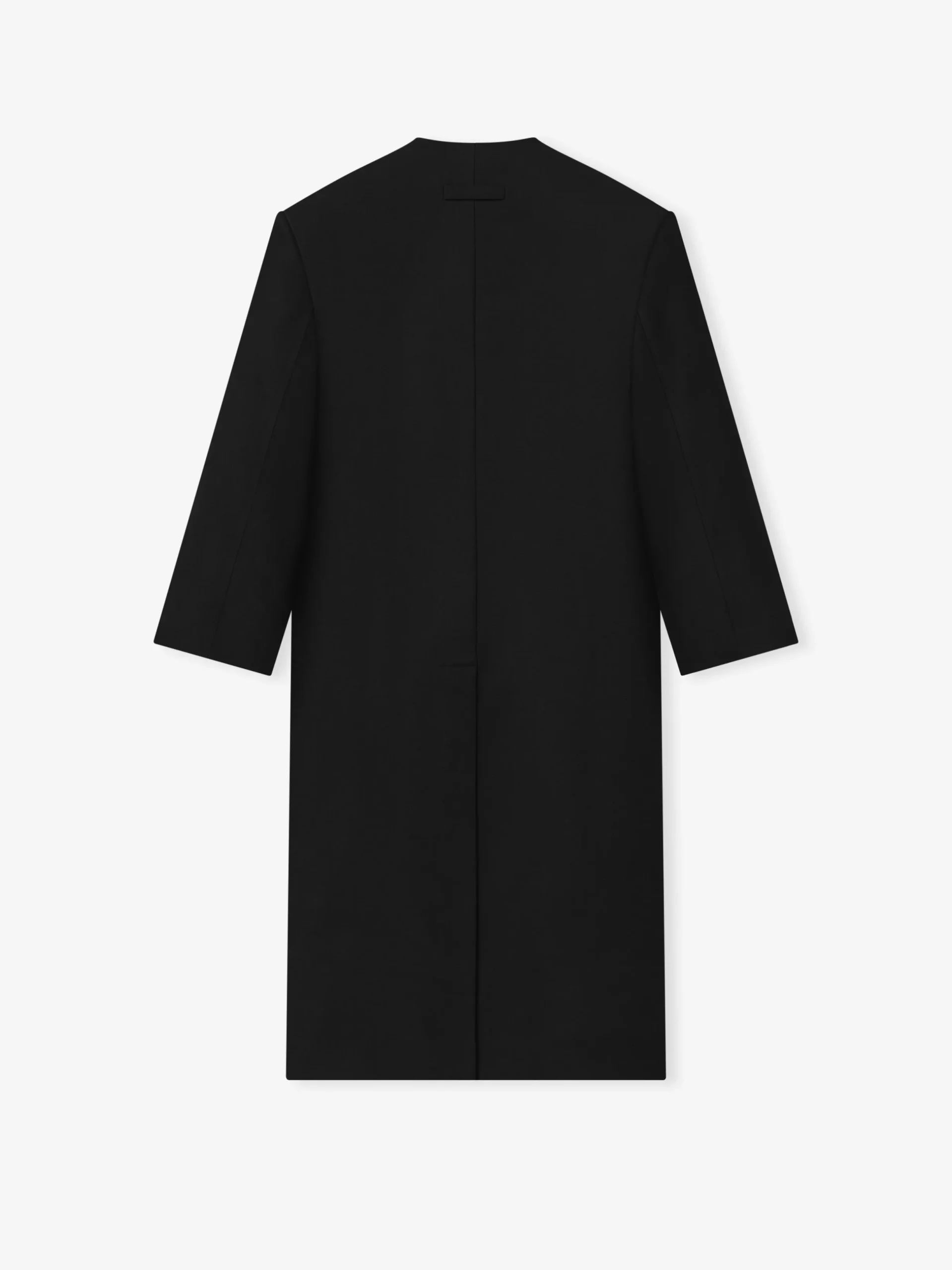 Double Weave Wool Double Breasted Lapelless Coat