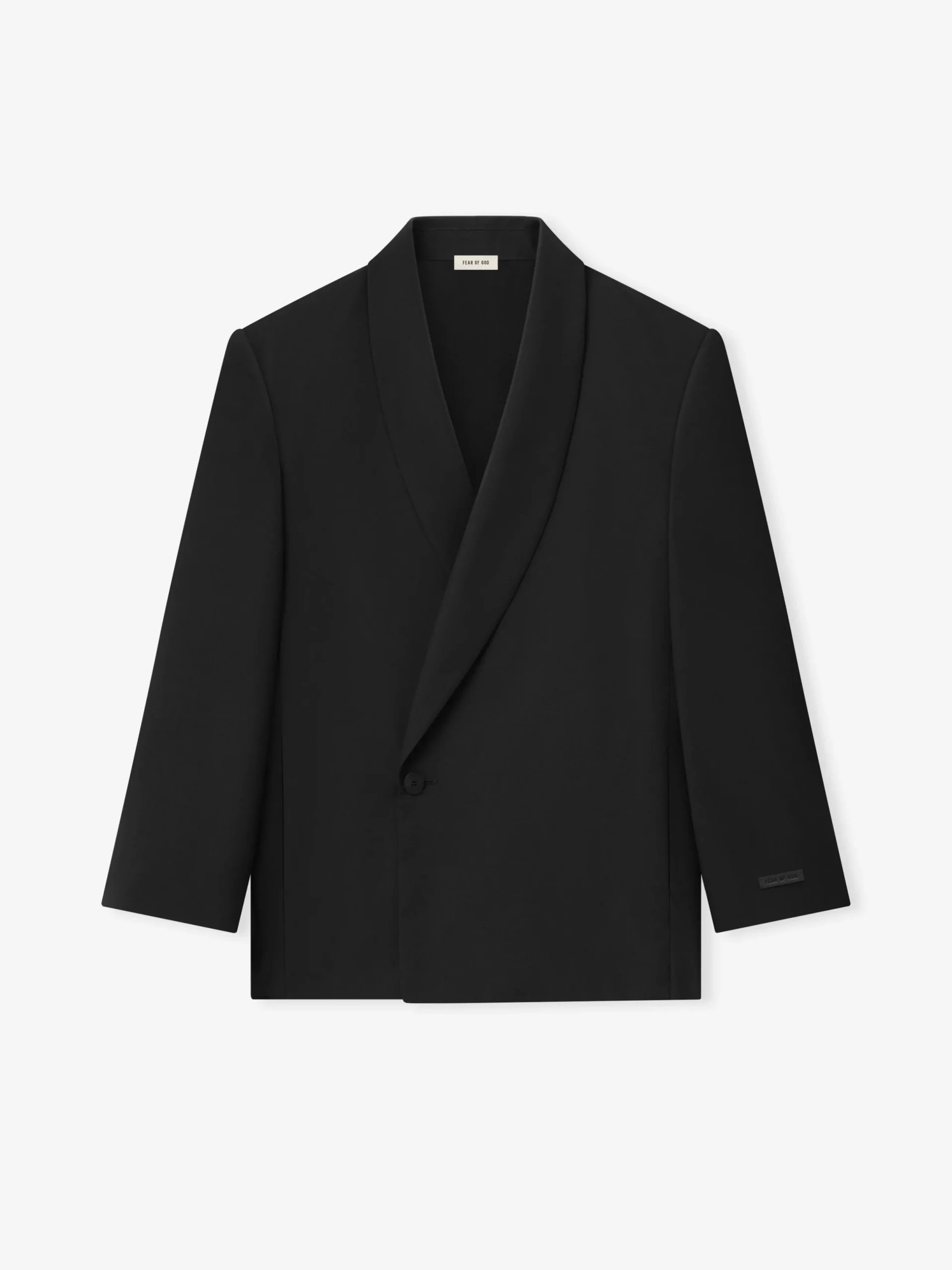 Double-Breasted Wool Poplin Shawl Collar Jacket