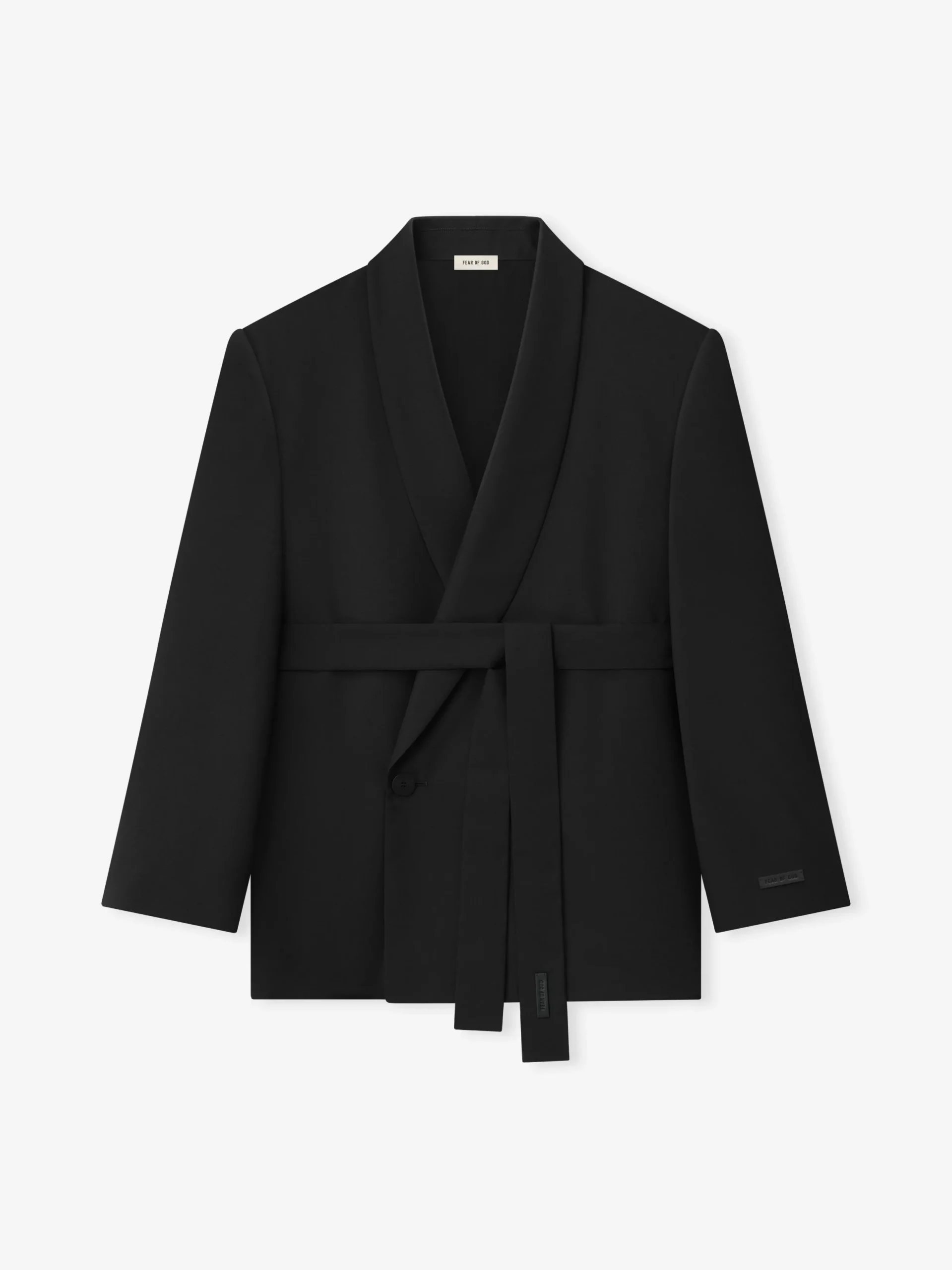 Double-Breasted Wool Poplin Shawl Collar Jacket