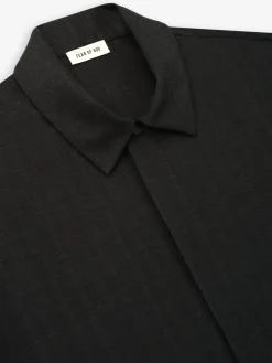 Grey Striped Wool Elastic Cuff Shirt