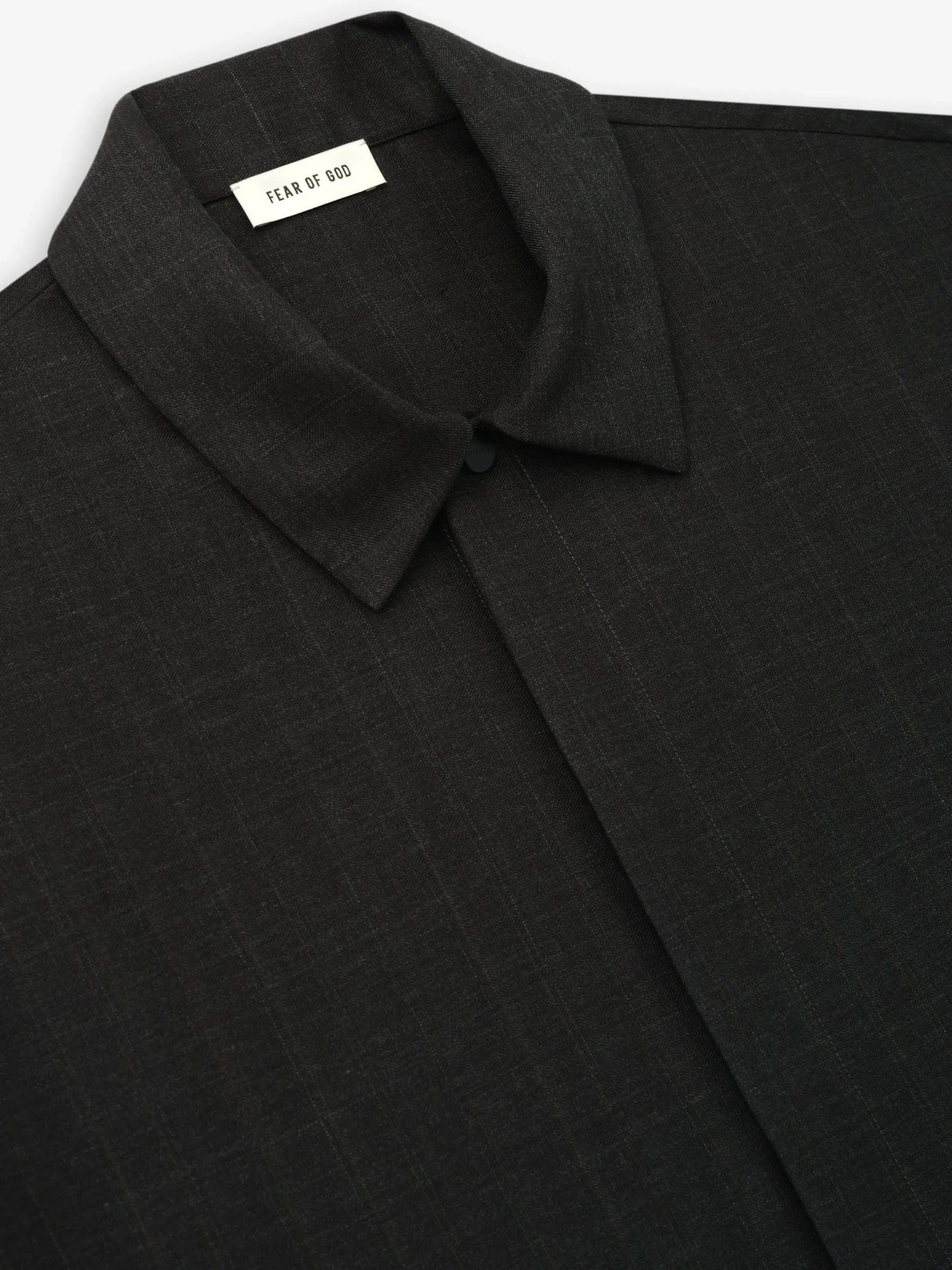 Grey Striped Wool Elastic Cuff Shirt