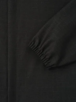 Grey Striped Wool Elastic Cuff Shirt