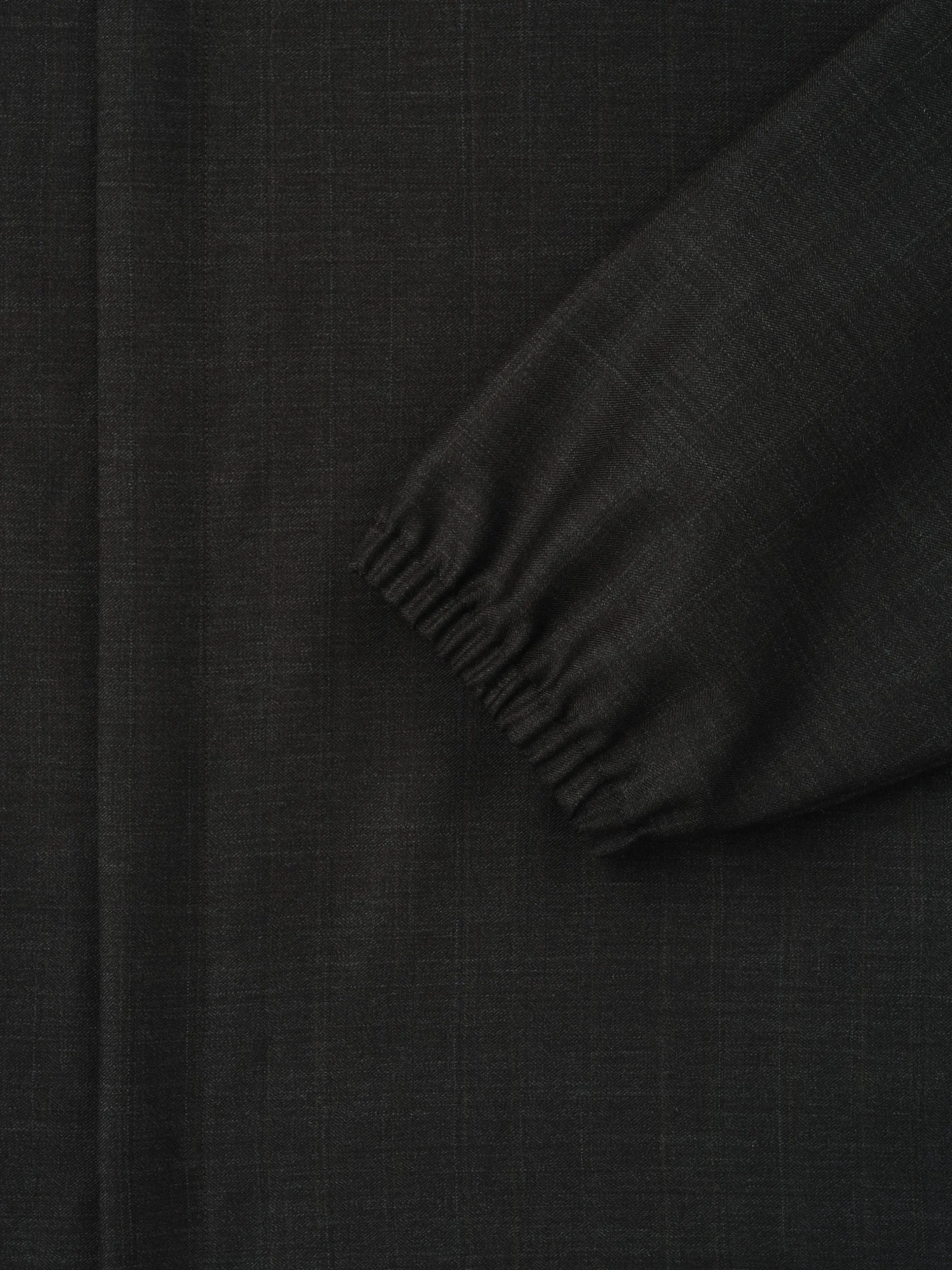 Grey Striped Wool Elastic Cuff Shirt