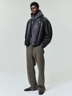 Leather Raglan Bomber Jacket