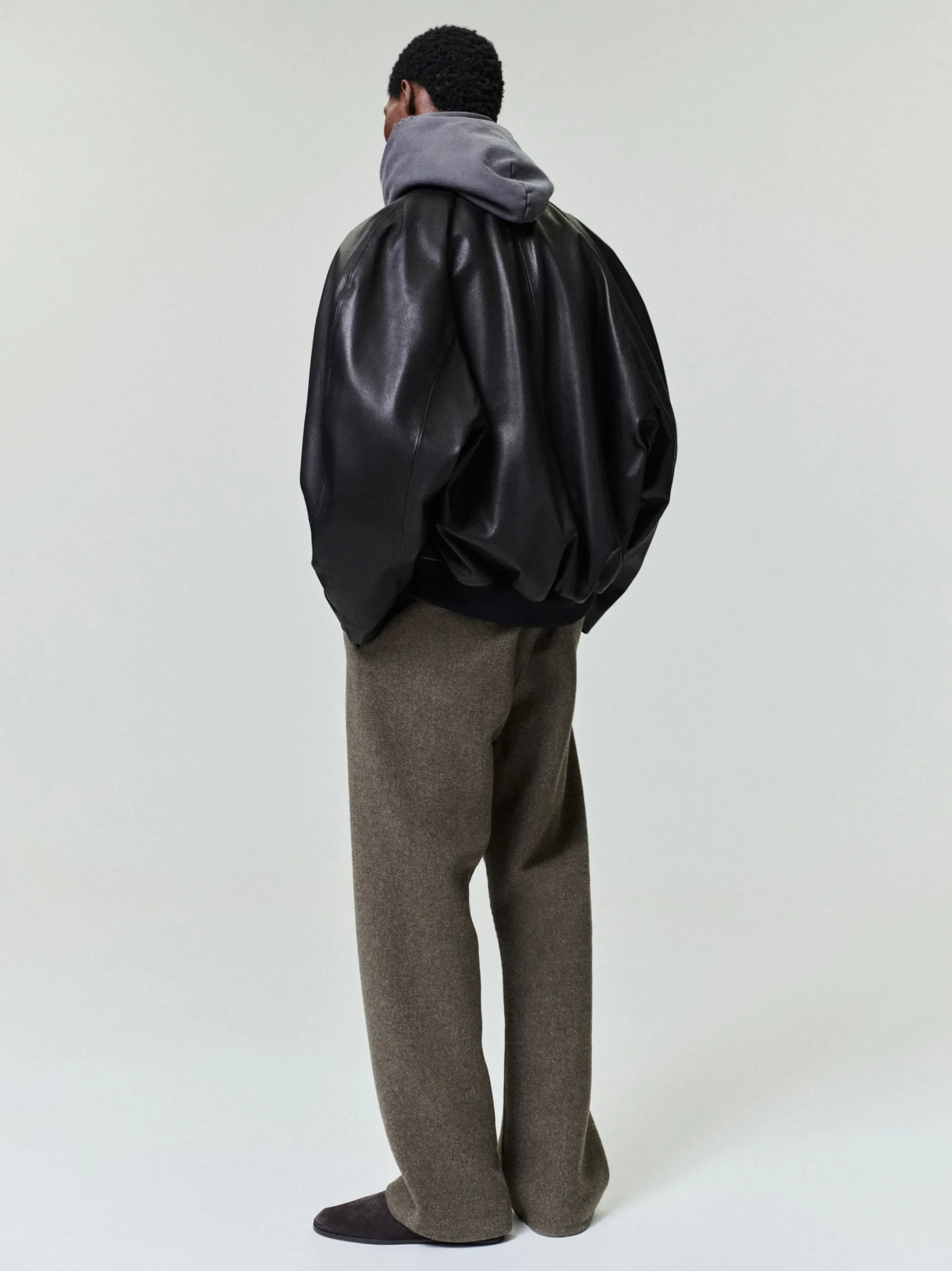 Leather Raglan Bomber Jacket