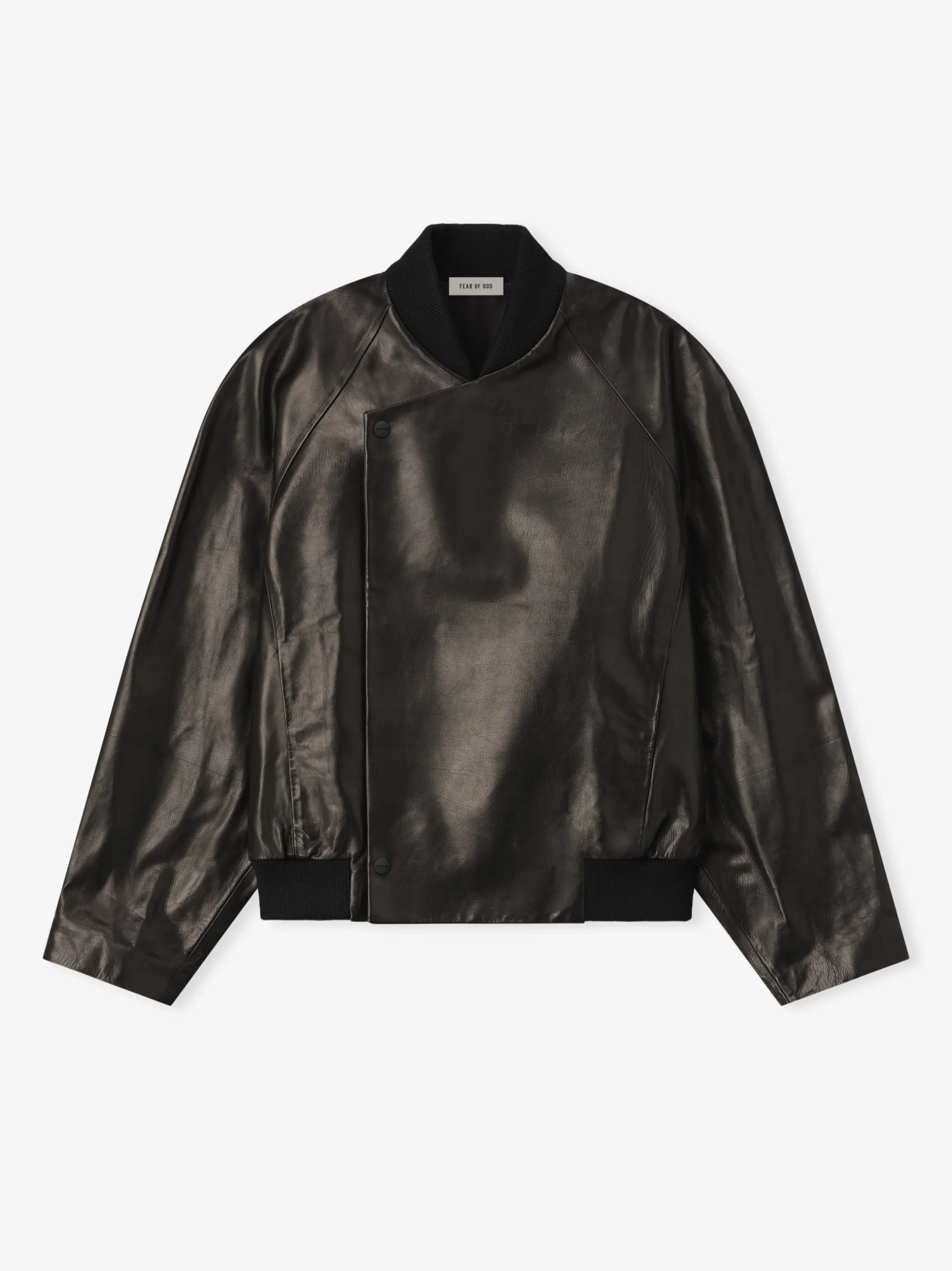 Leather Raglan Bomber Jacket