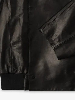 Leather Raglan Bomber Jacket