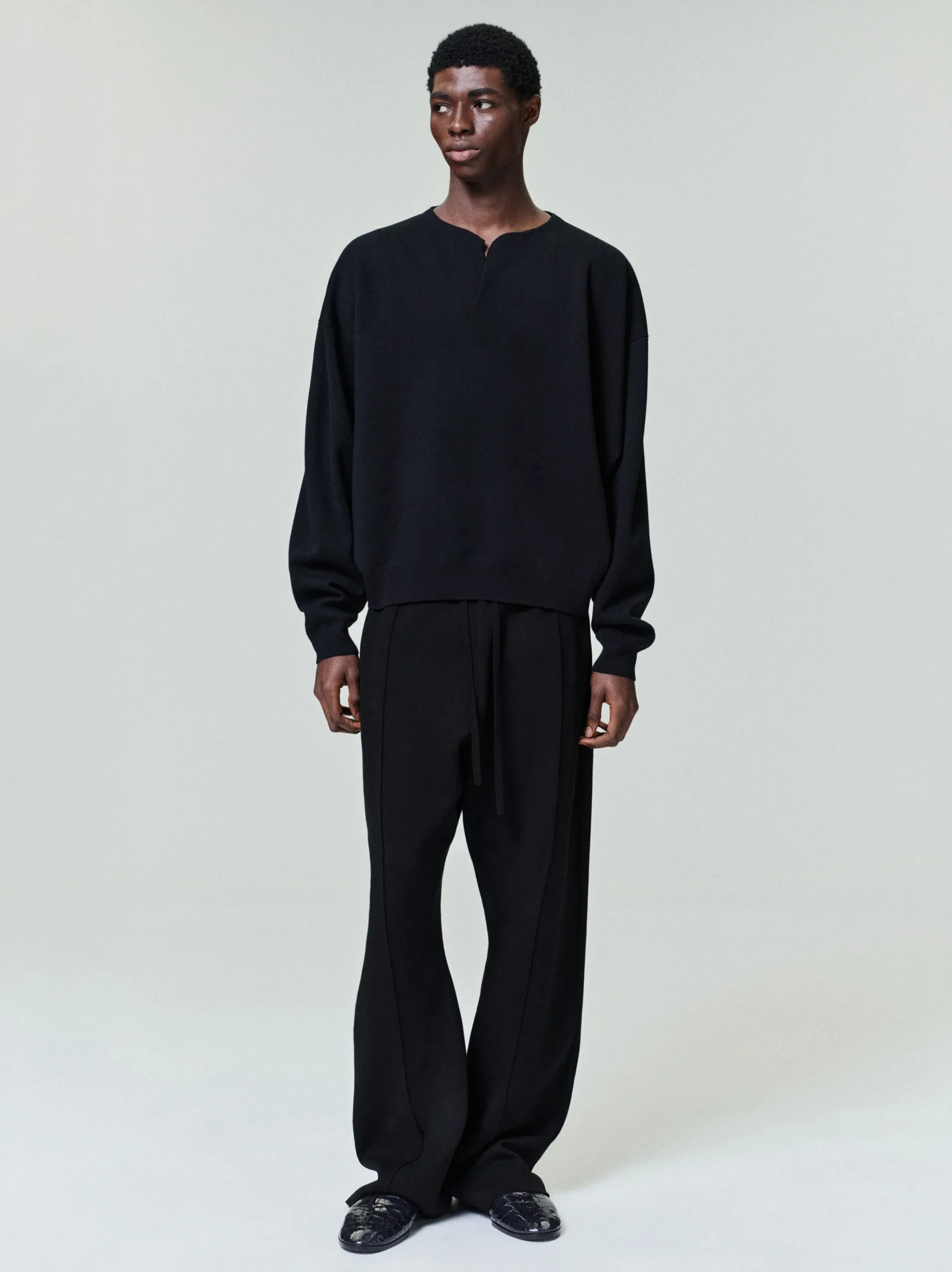 Merino Milano Knit Henley Sweater