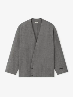 Mouline Wool Relaxed Lapelless Jacket