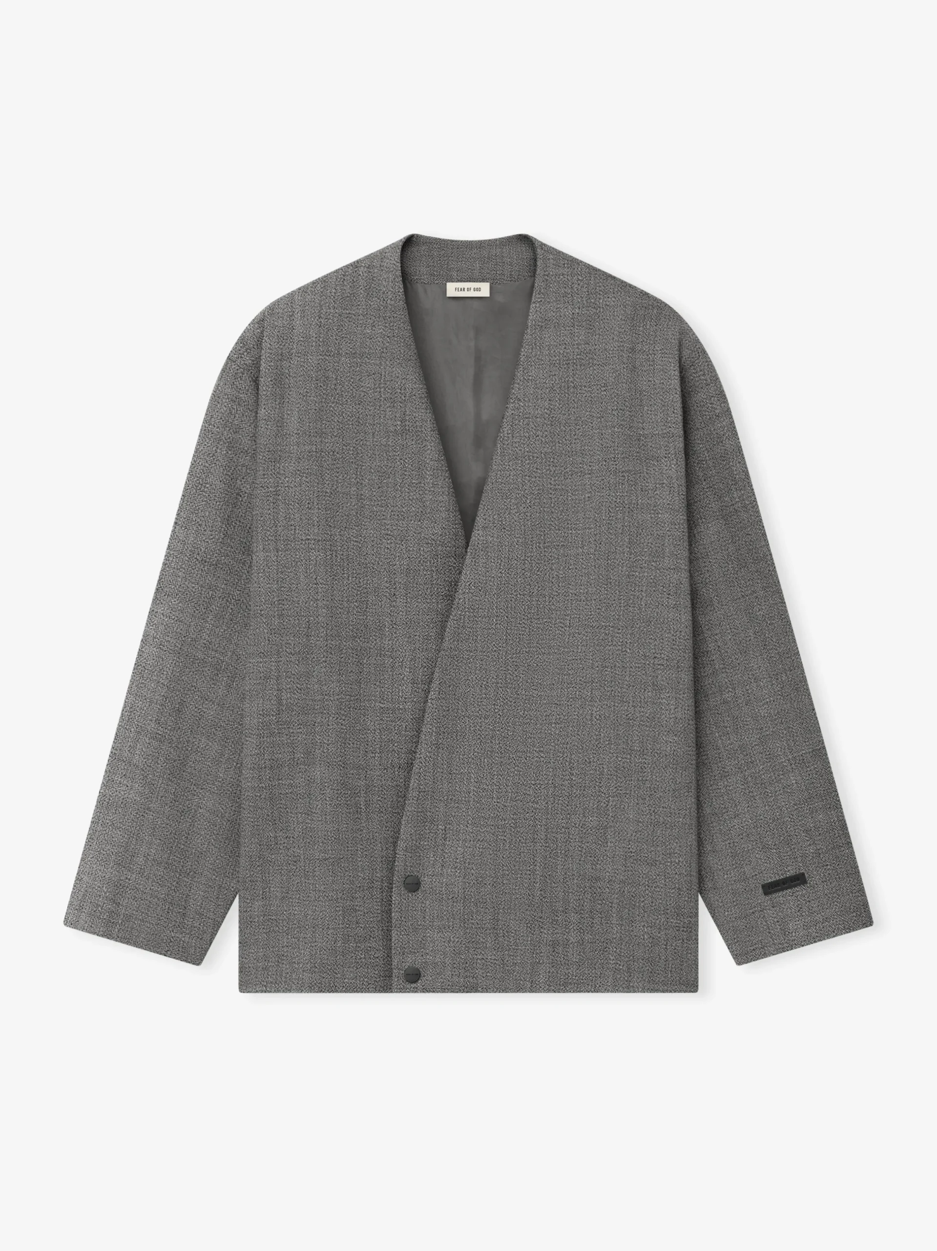 Mouline Wool Relaxed Lapelless Jacket