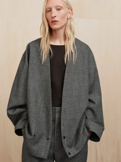 Mouline Wool Relaxed Lapelless Jacket