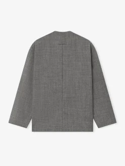 Mouline Wool Relaxed Lapelless Jacket