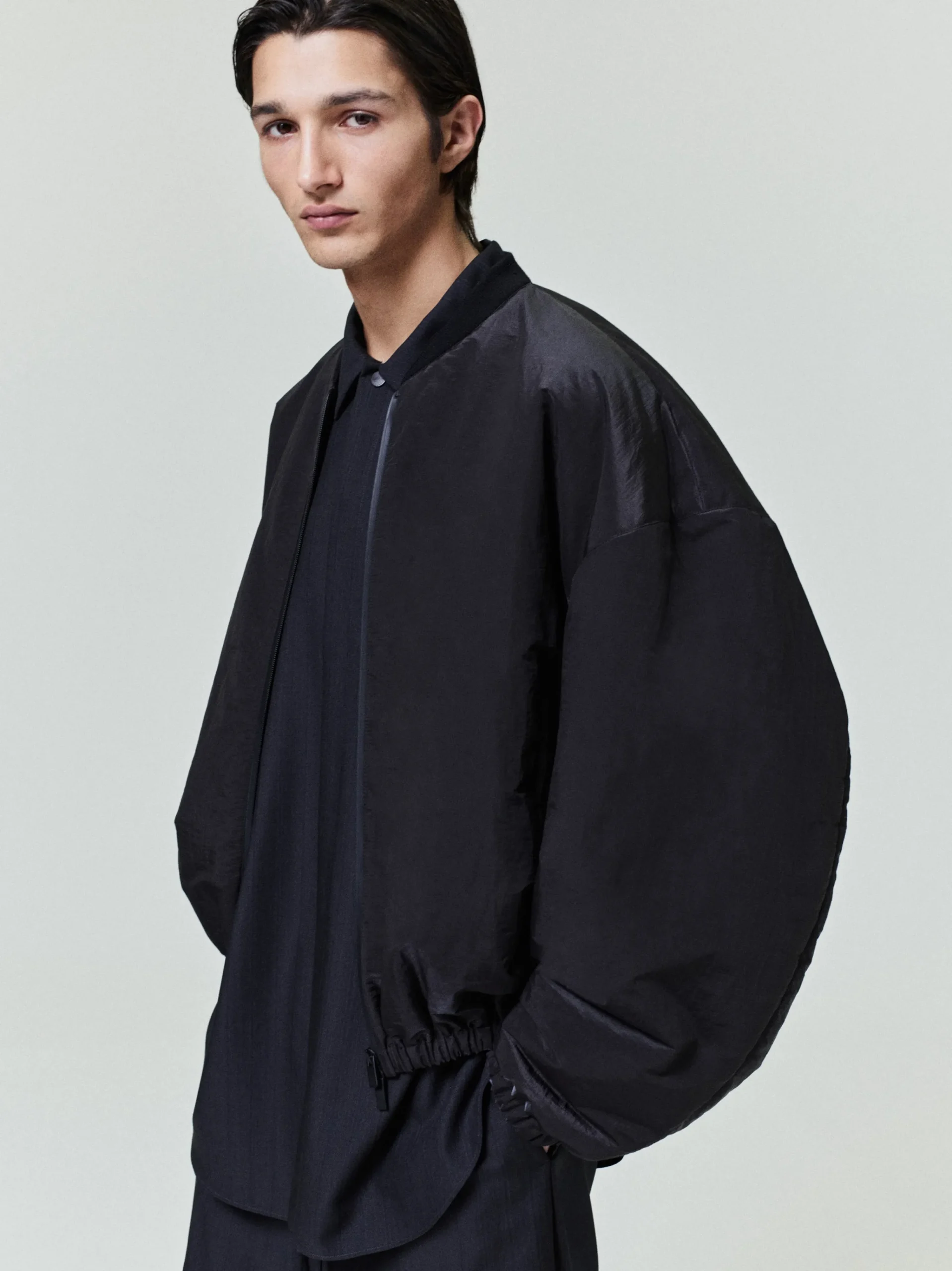 Nylon Taffeta Padded Bomber Jacket