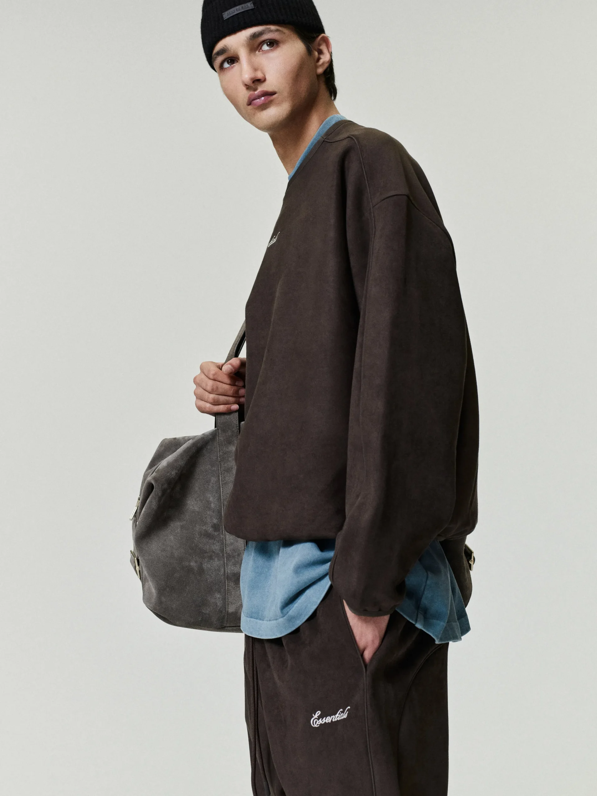 Suede Fleece Signature Modern Crewneck Sweatshirt