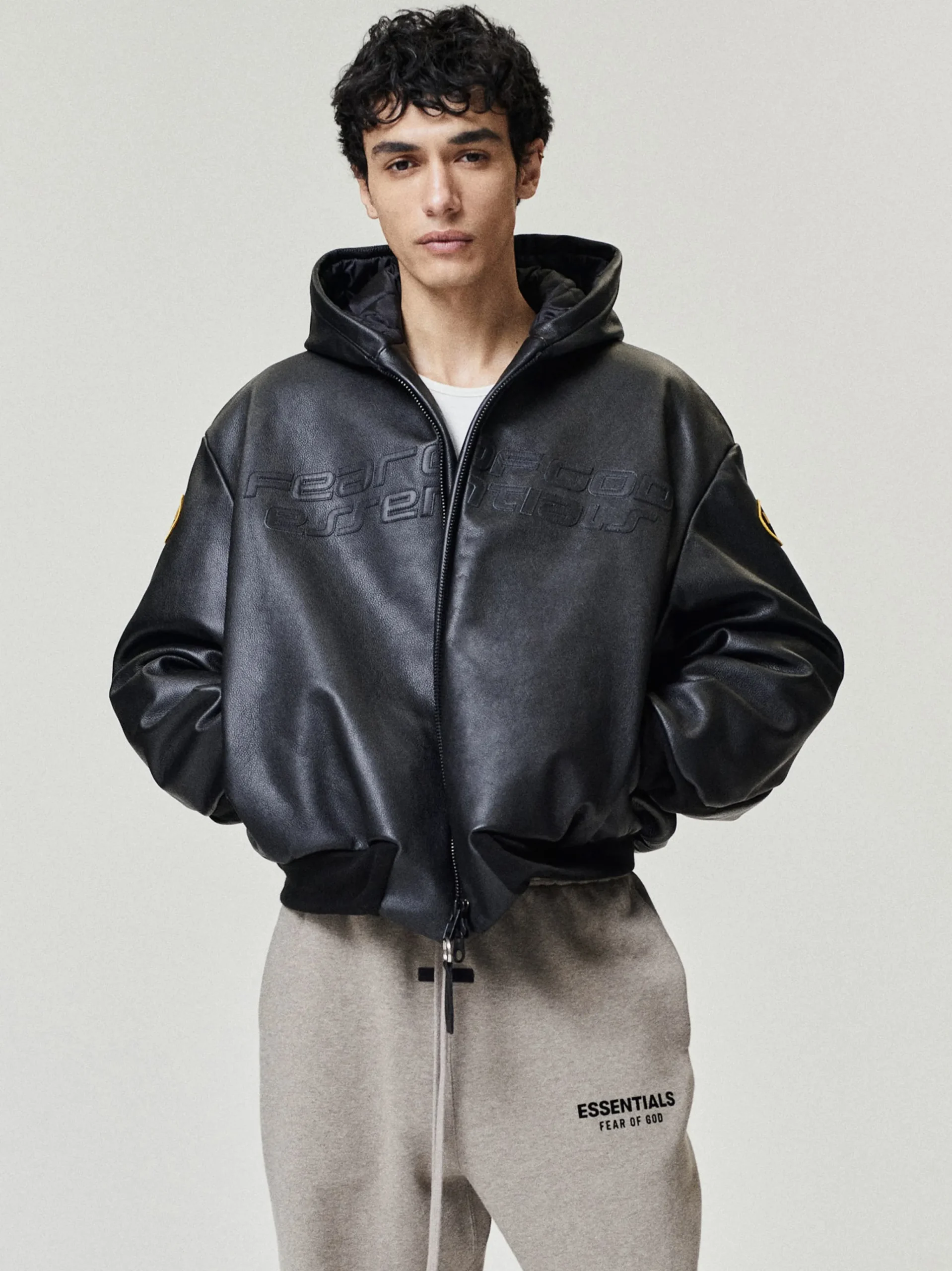 Vanson Essentials Leather Hooded Bomber