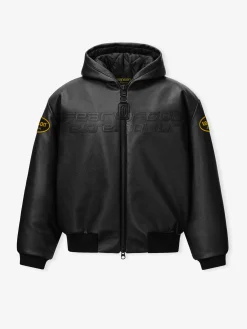 Vanson Essentials Leather Hooded Bomber