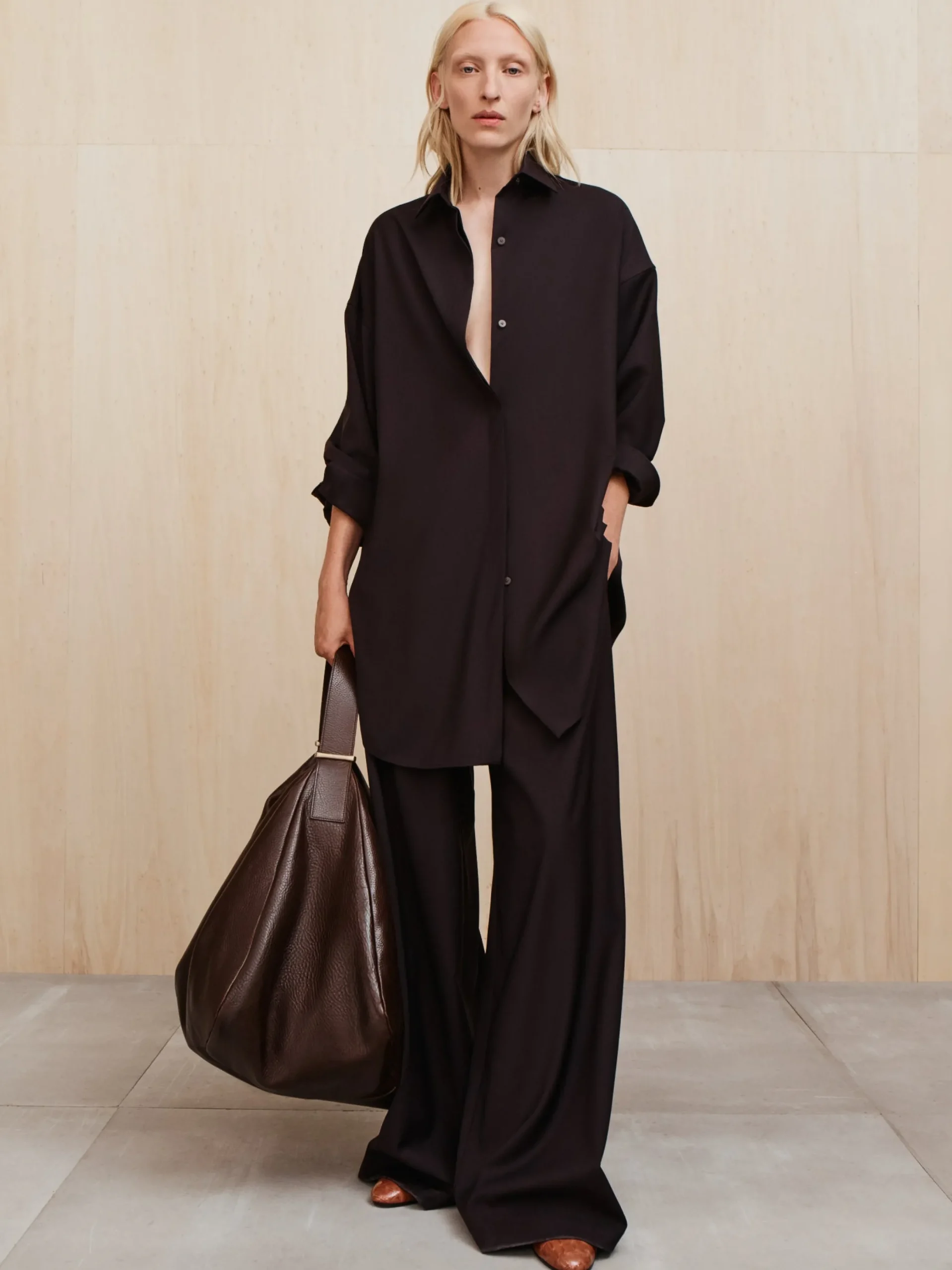 Womens Easy Care Wool Relaxed Shirt
