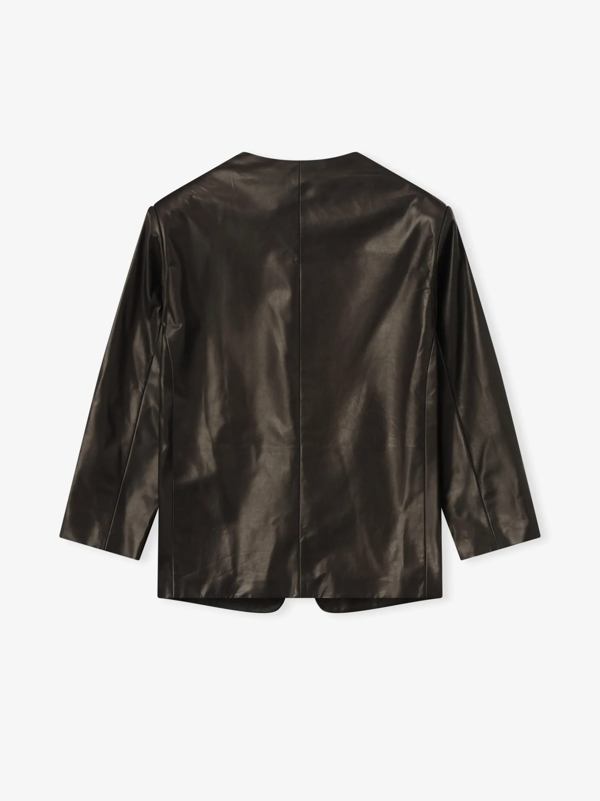 Womens Leather Collarless Jacket