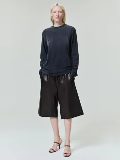 Womens Leather Drawstring Shorts