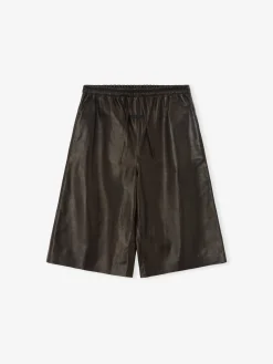 Womens Leather Drawstring Shorts