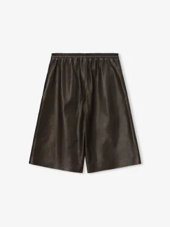 Womens Leather Drawstring Shorts