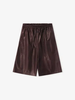 Womens Leather Drawstring Shorts
