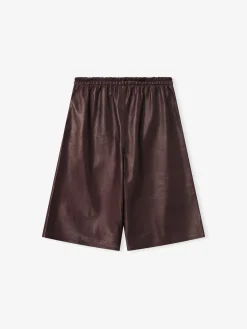 Womens Leather Drawstring Shorts