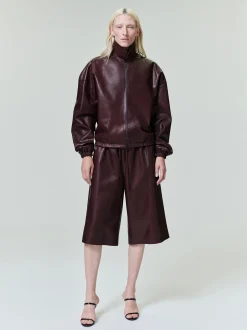 Womens Leather Track Jacket