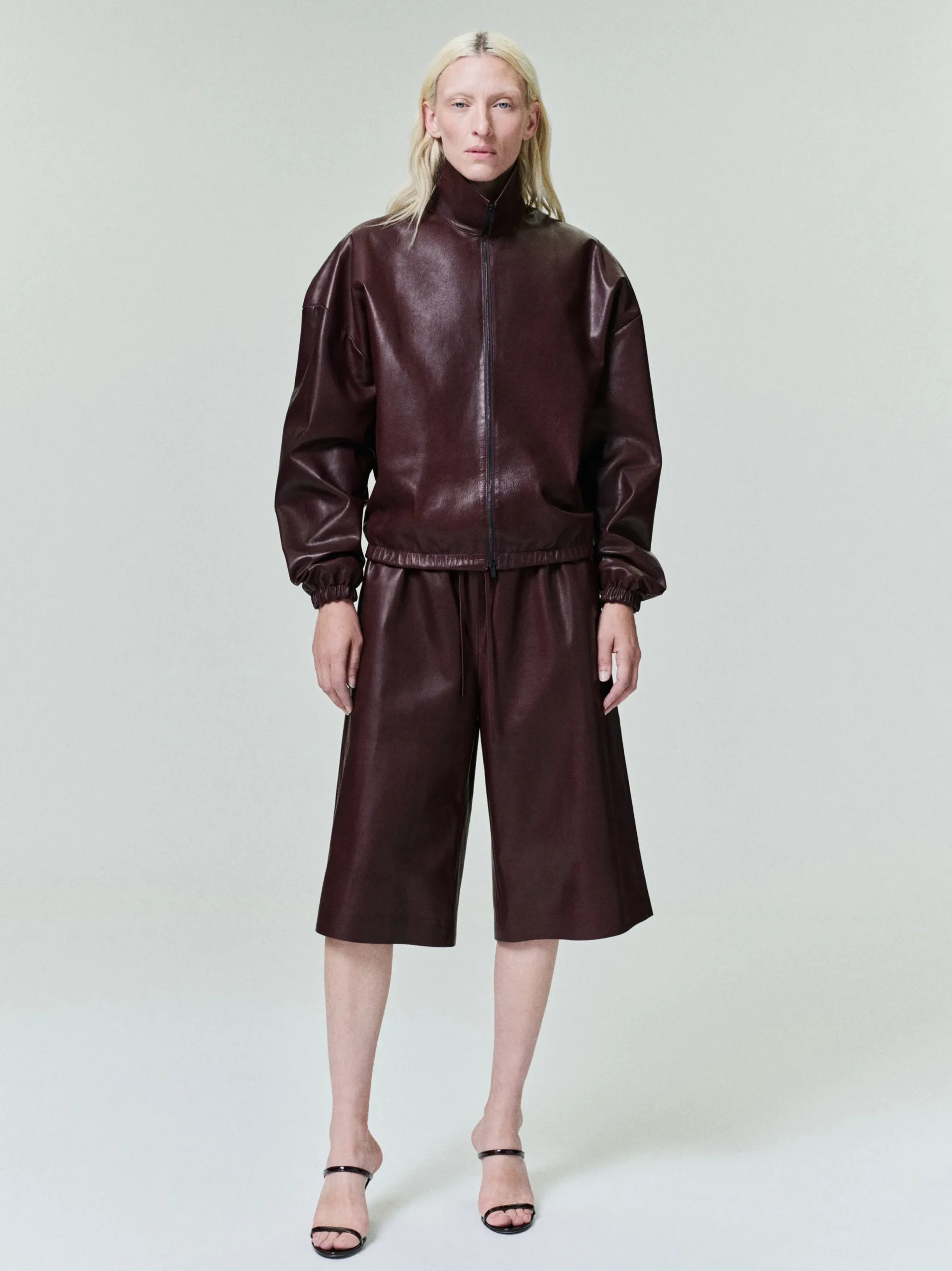 Womens Leather Track Jacket
