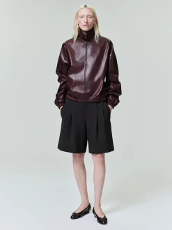Womens Leather Track Jacket