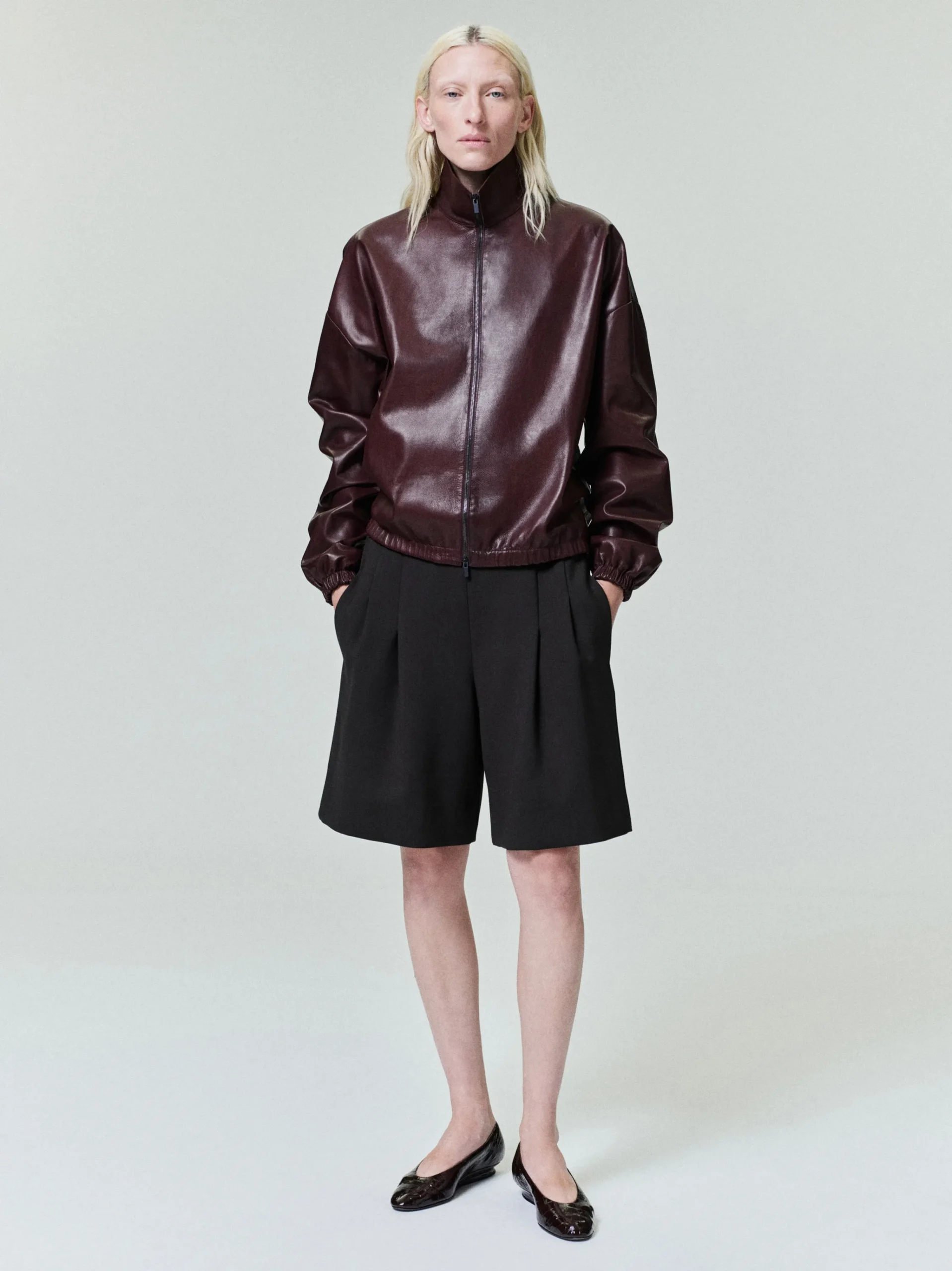 Womens Leather Track Jacket