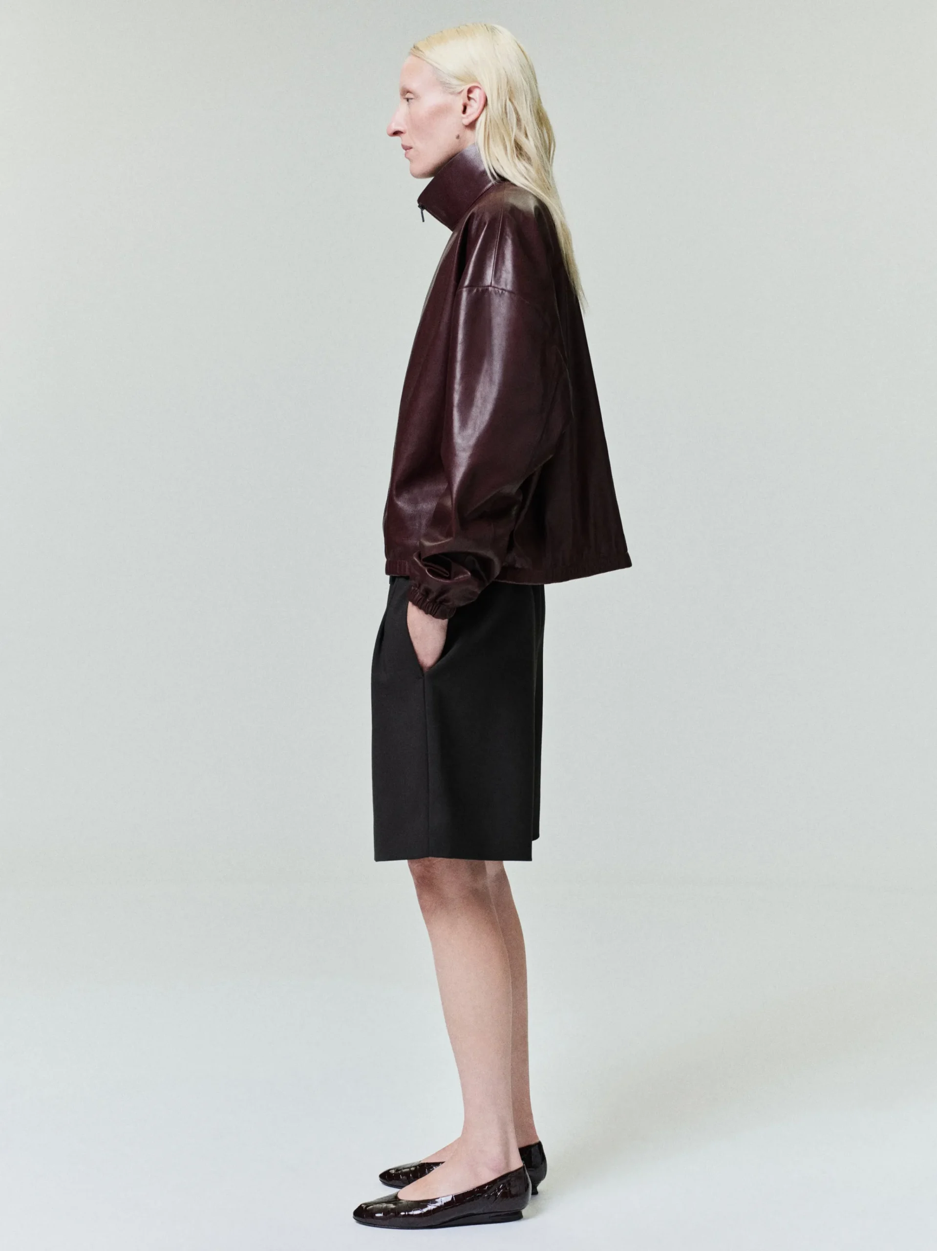 Womens Leather Track Jacket