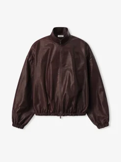 Womens Leather Track Jacket