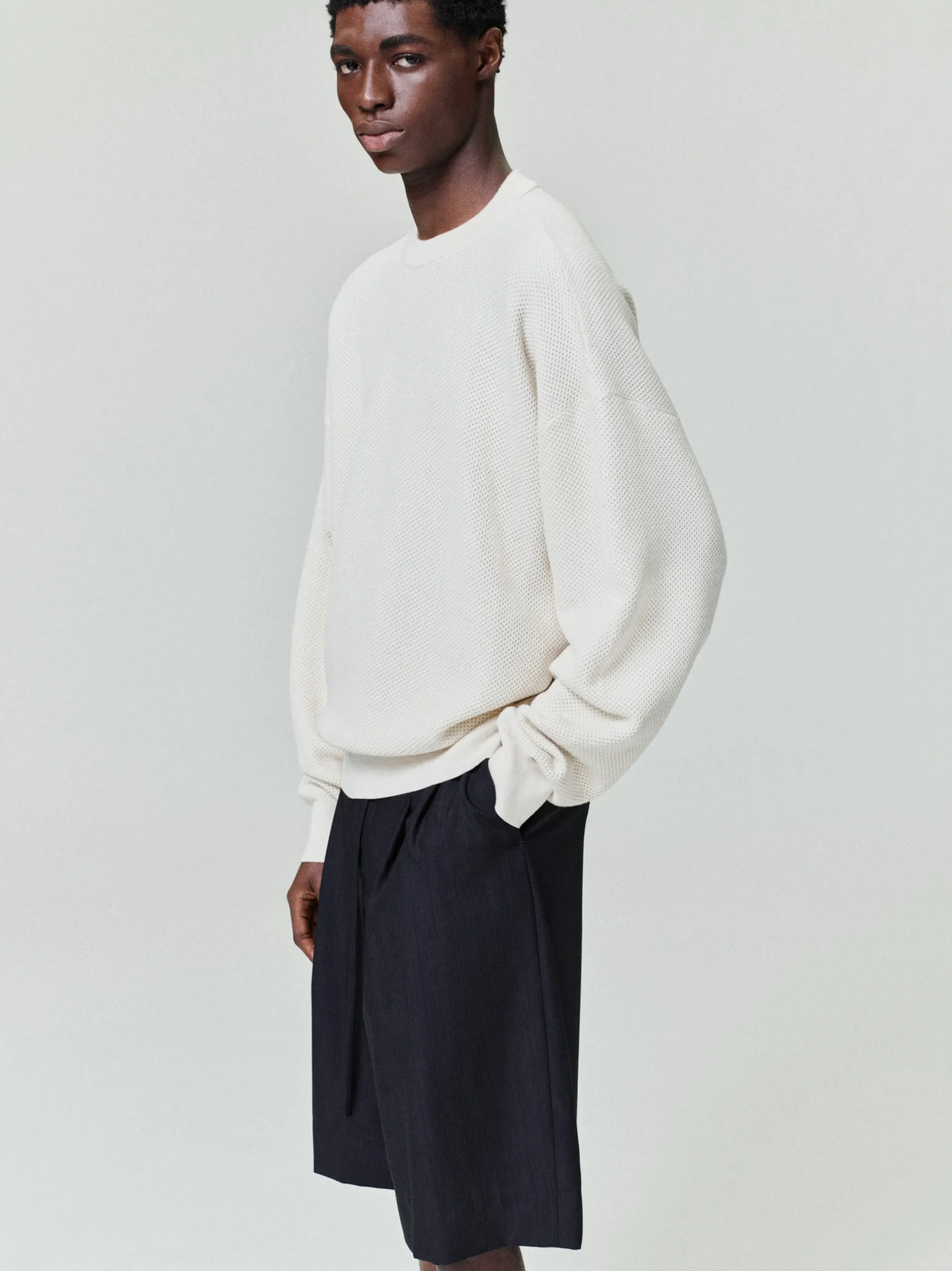 Wool Cotton Sport Mesh Knit Sweater