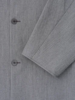 Wool Linen Collarless Sport Jacket