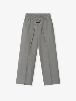 Wool Linen Wide Leg Drawstring Pants