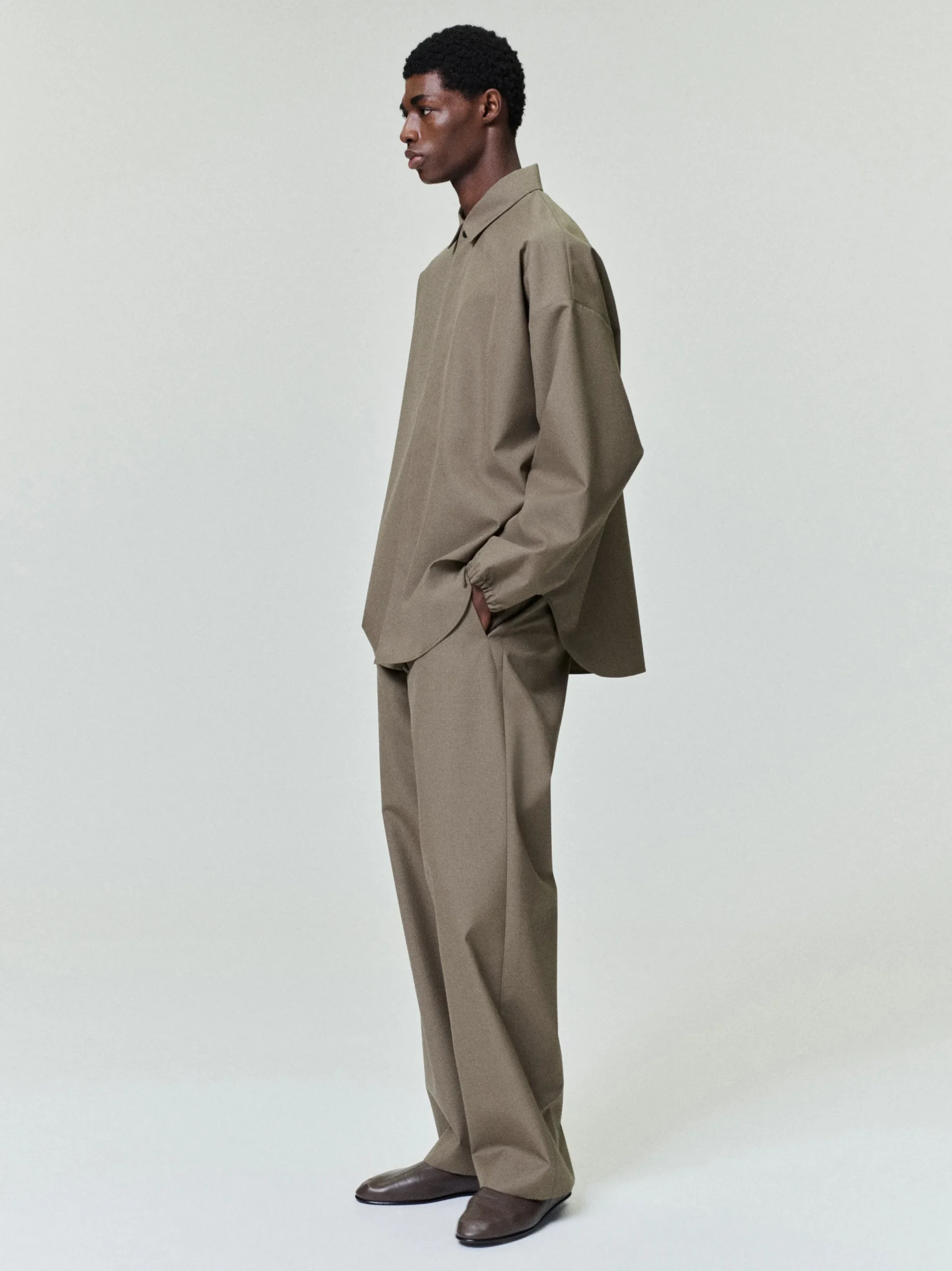 Wool Poplin Casual Flat Front Pants