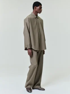 Wool Poplin Casual Flat Front Pants